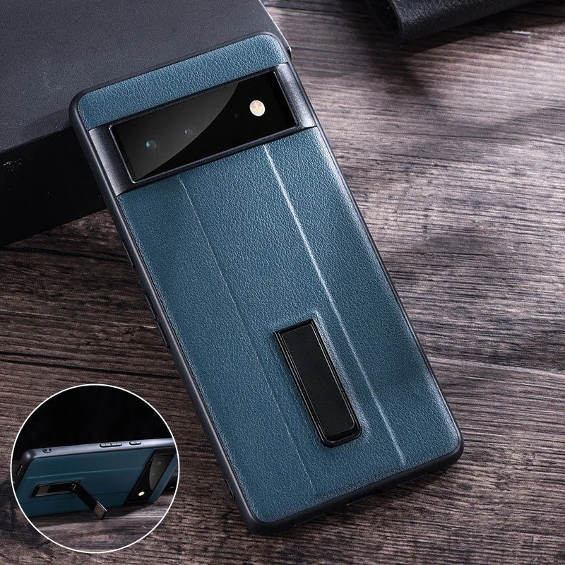 PU Leather Phone Case With Metal Holder For Google Pixel 7 6