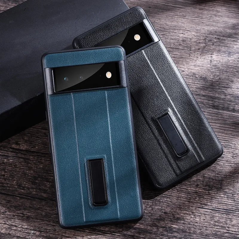 PU Leather Phone Case With Metal Holder For Google Pixel 7 6