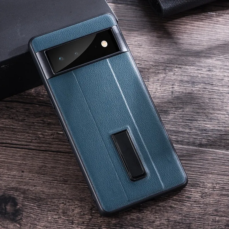 PU Leather Phone Case With Metal Holder For Google Pixel 7 6
