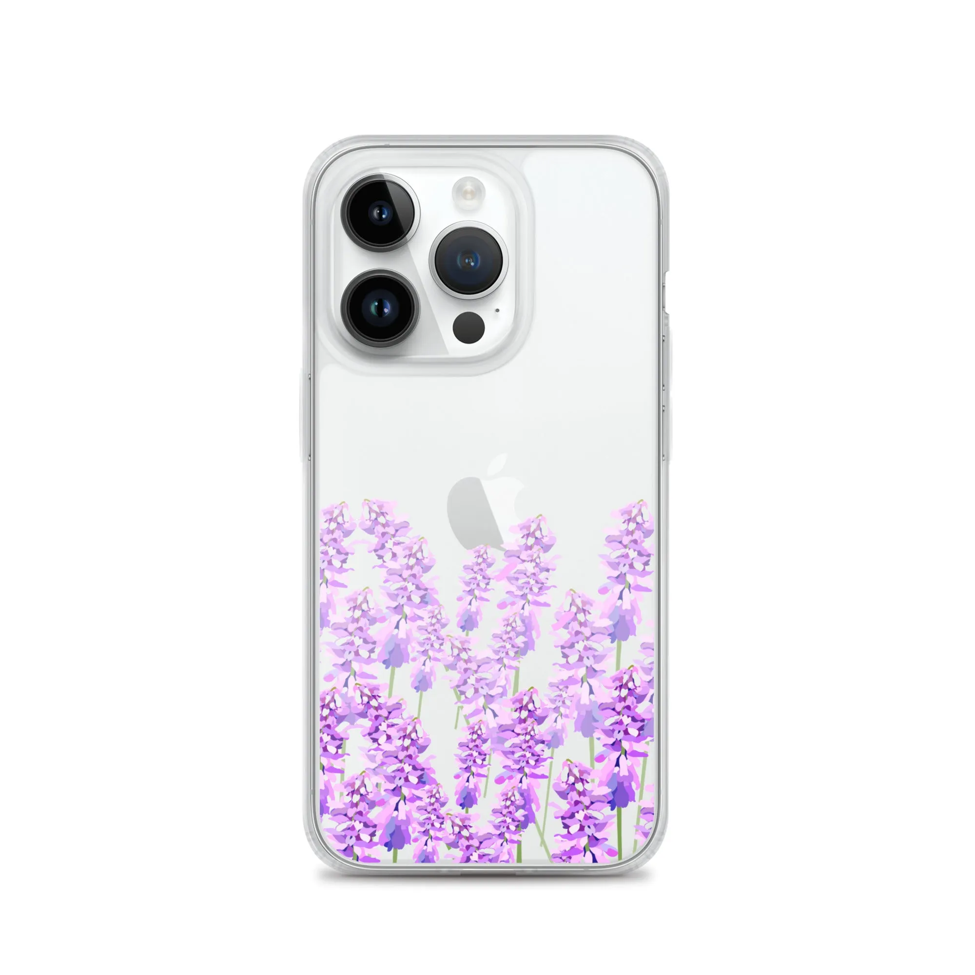 Purple Lavender iPhone 14 13 12 Case, Flowers Floral Clear Transparent Print Cute Aesthetic iPhone 11 Mini SE XS Max XR X 7 8 Cell Phone