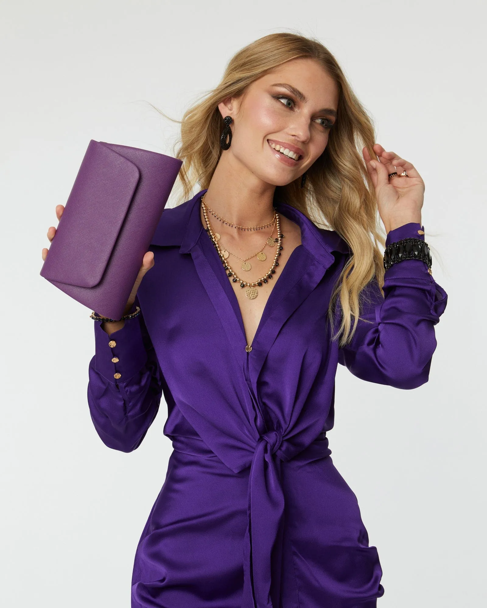 Purple Leaha Evening Clutch Bag