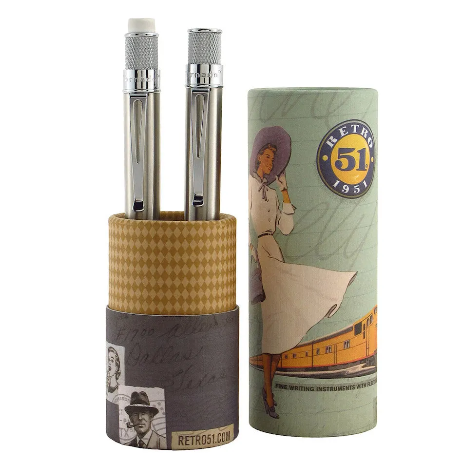 Retro 51 Tornado Rollerball Pen and Mechanical Pencil Set Stainless