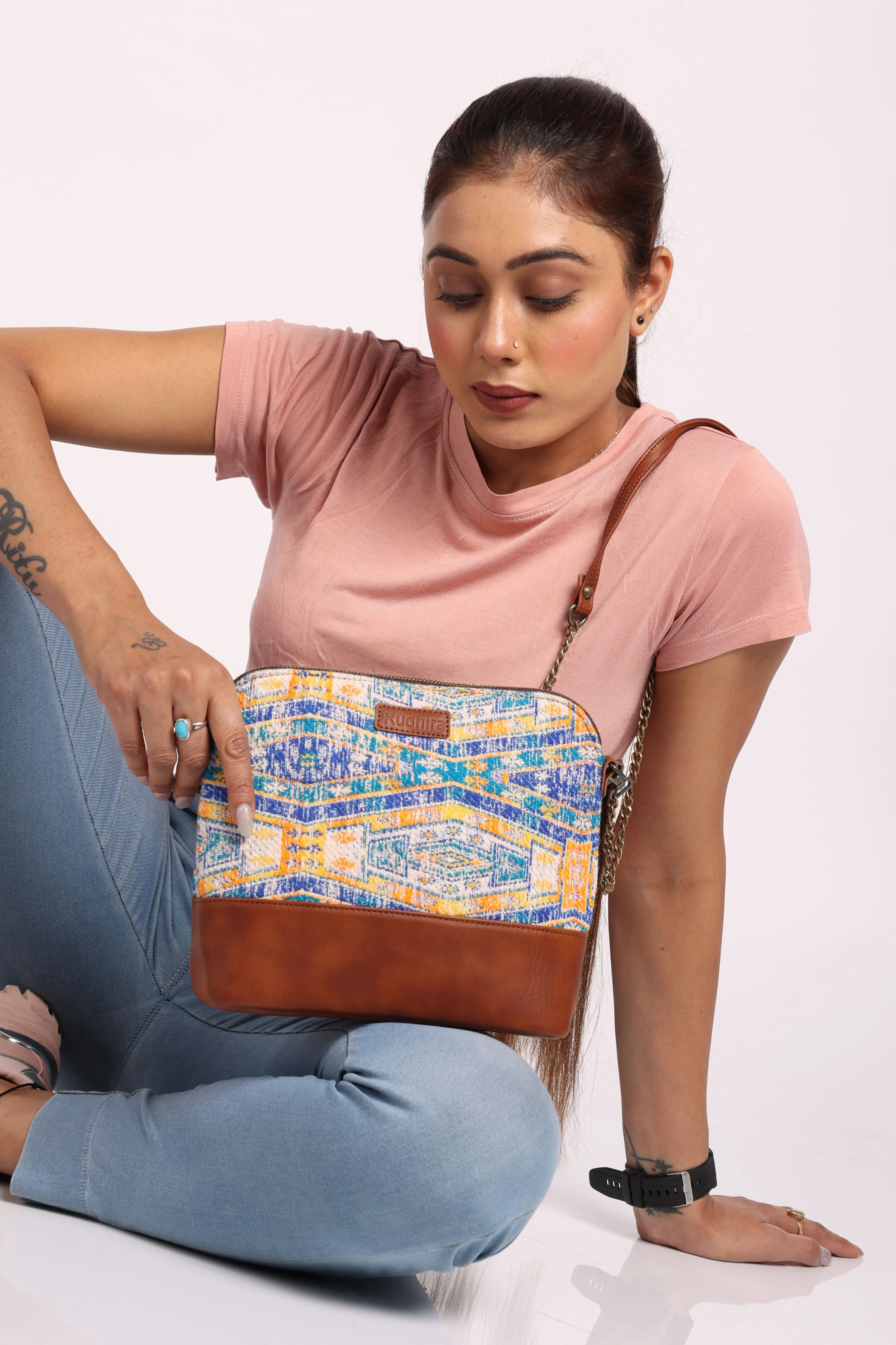 Rudhira Ripples Print Cross Body/ Sling bag