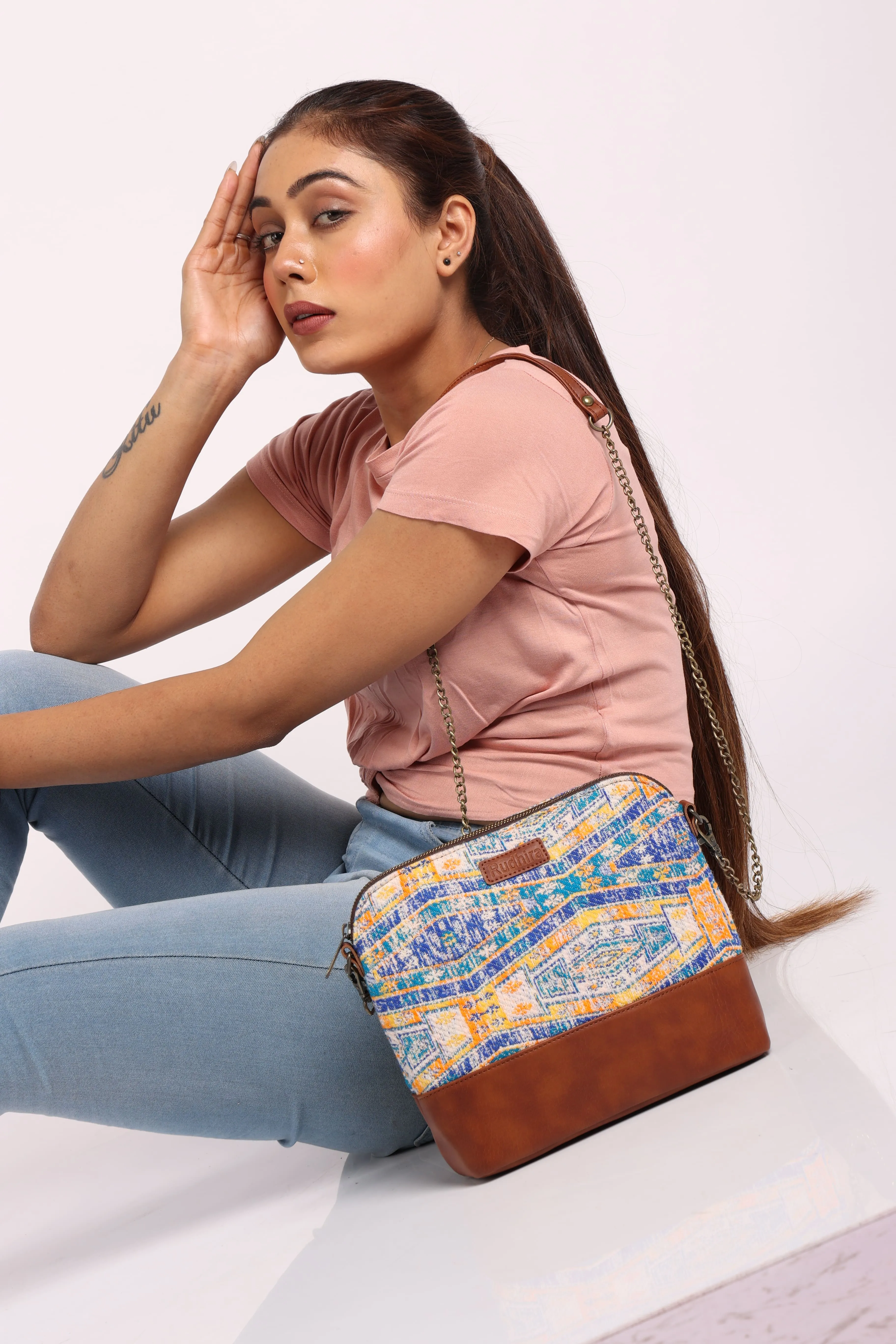 Rudhira Ripples Print Cross Body/ Sling bag
