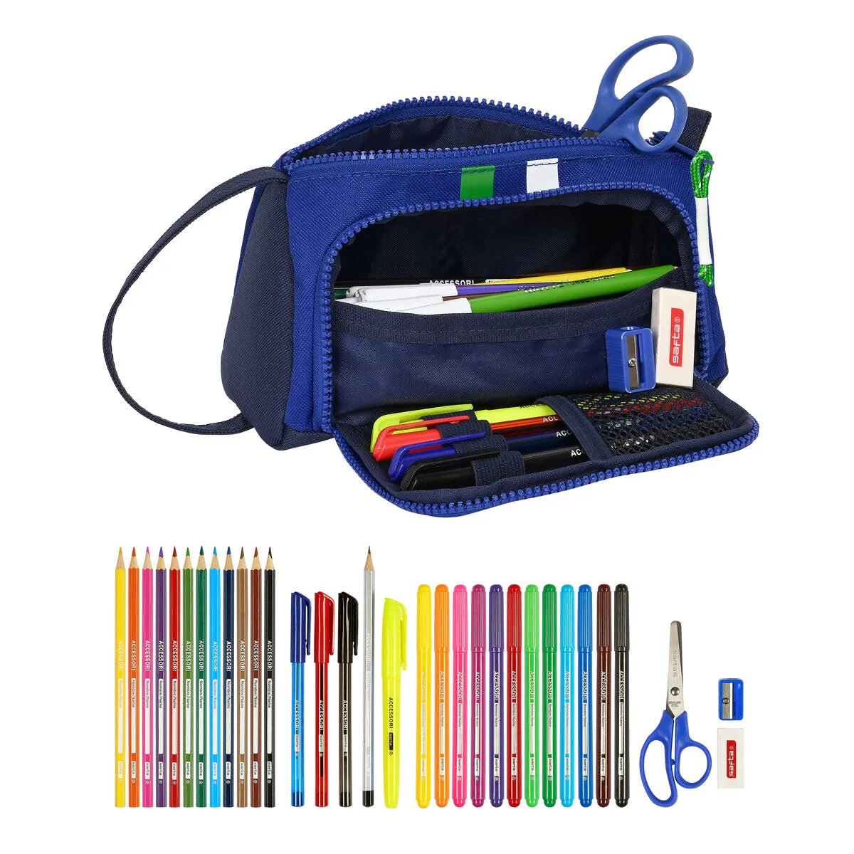 School Case With Accessories Real Betis Balompié Blue (32 Pieces)