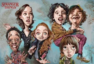 Sebastian Cast - STRANGER THINGS - Film and TV Caricatures - Art Print