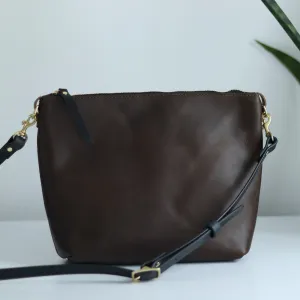 Seconds Sale - Leather Crossbody Bag with Monogram - Olive