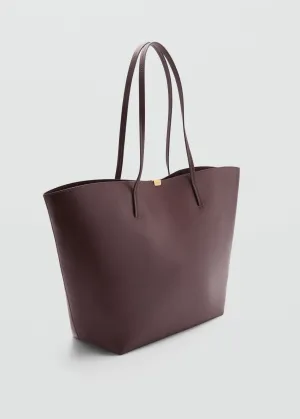 Shopper bag with metallic detail - Brown