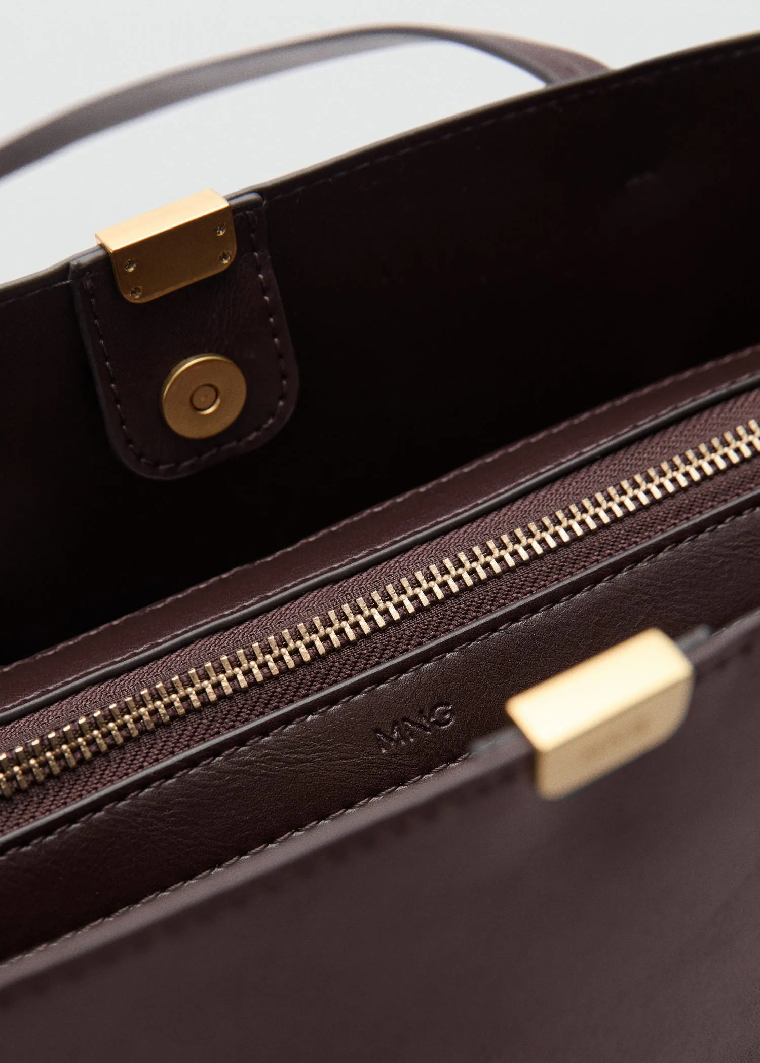 Shopper bag with metallic detail - Brown