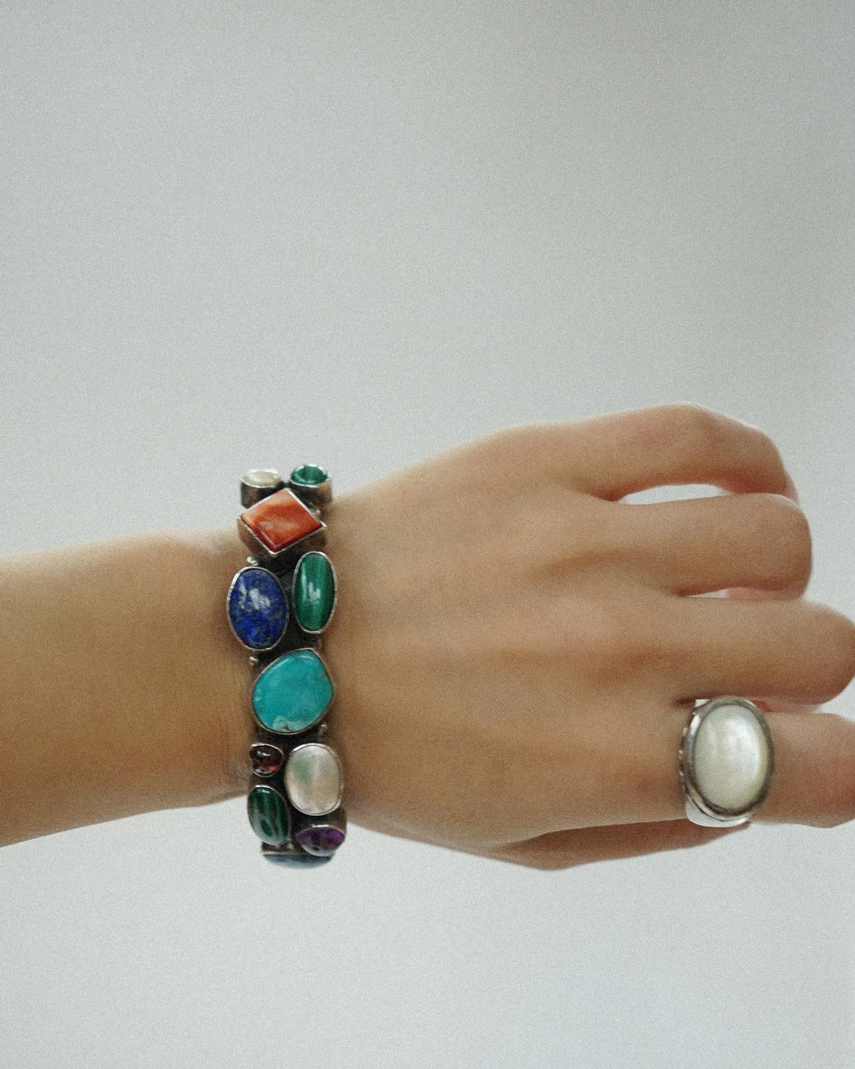 Silver Bracelet w/ Natural Stones