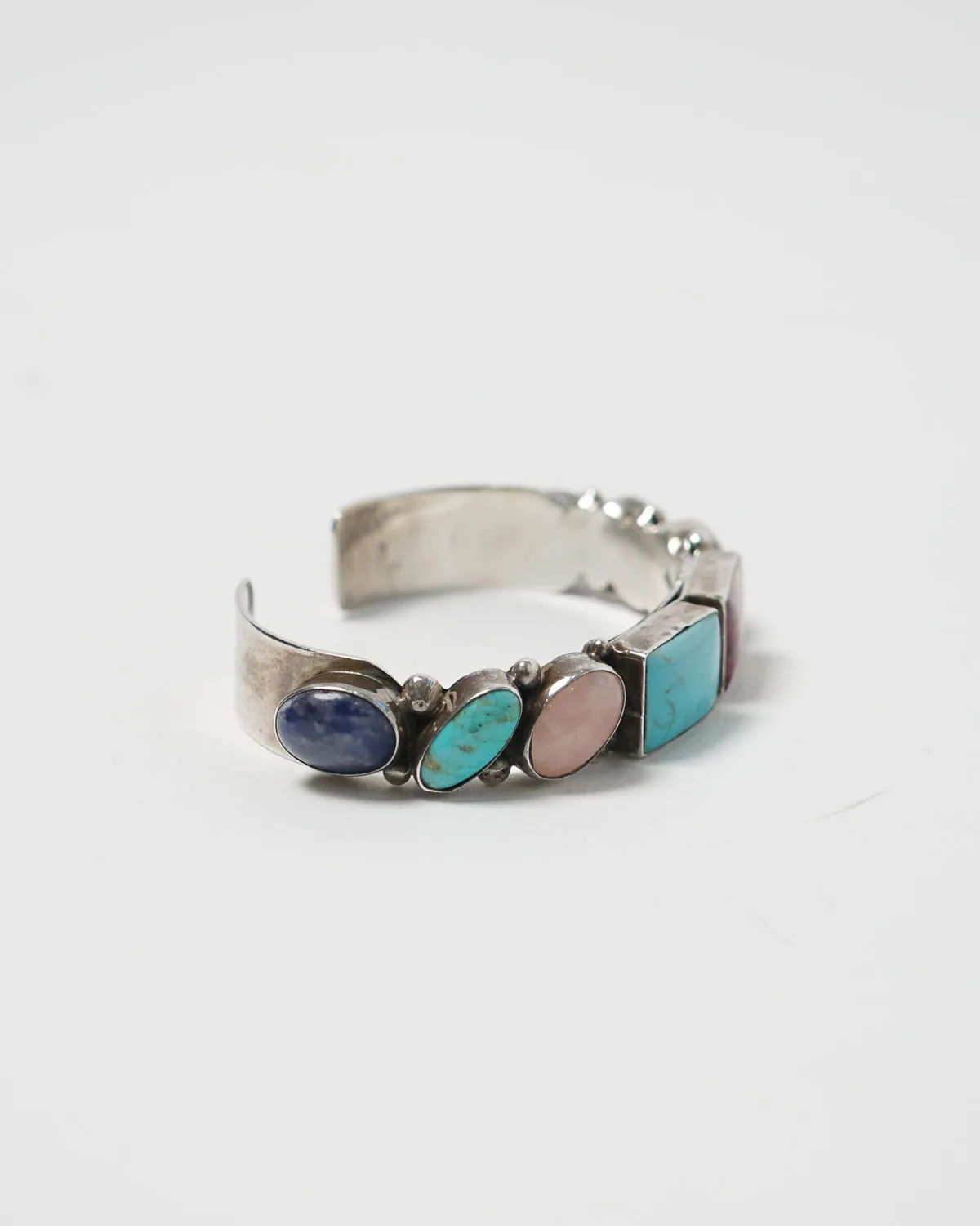 Silver Cuff Bracelet w/ Multi Stones