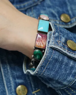 Silver Cuff Bracelet w/ Multi Stones