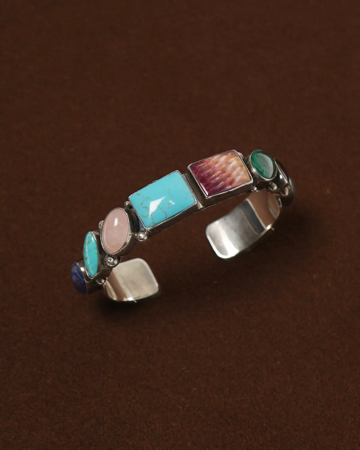 Silver Cuff Bracelet w/ Multi Stones