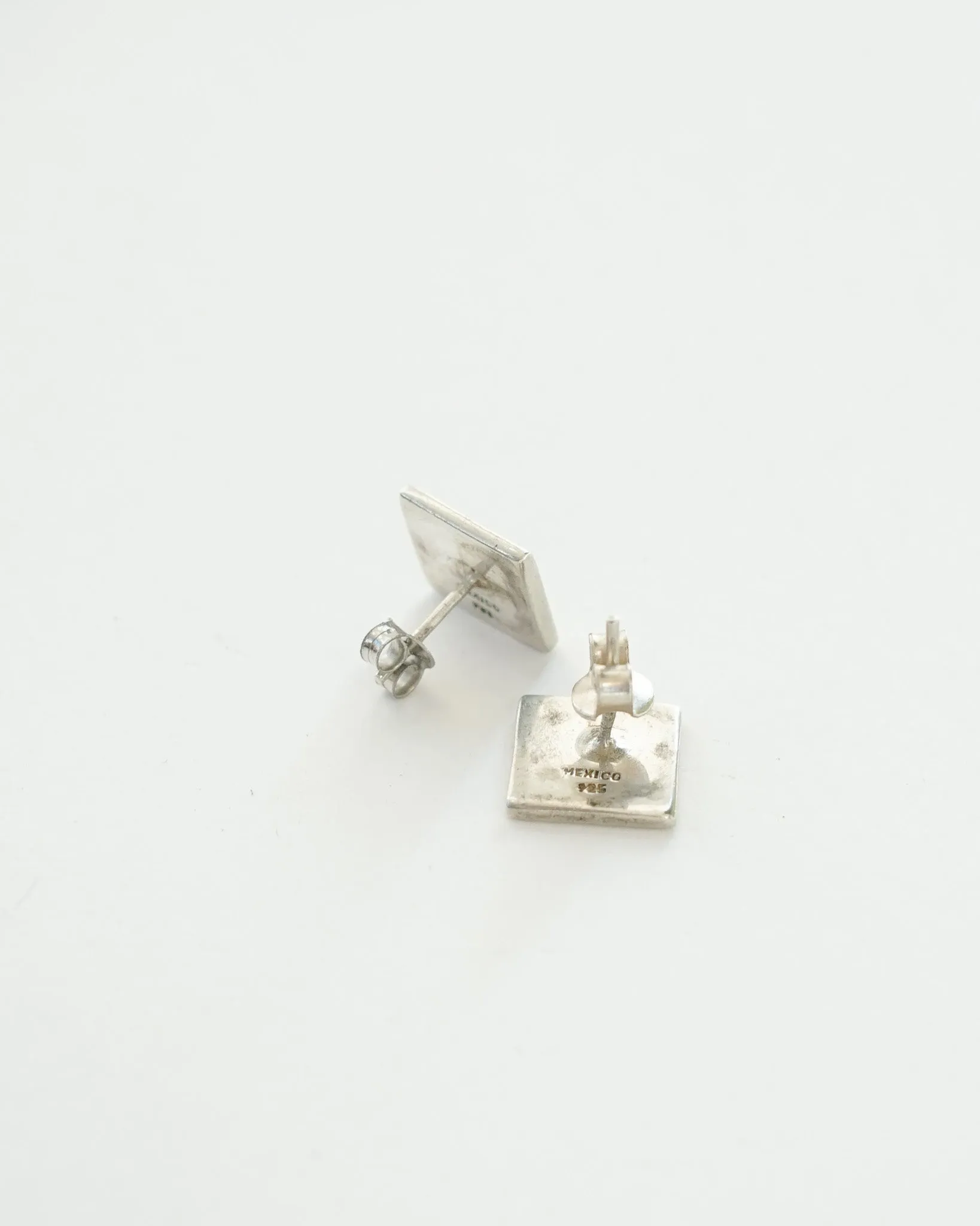 Silver Square Stud Earrings