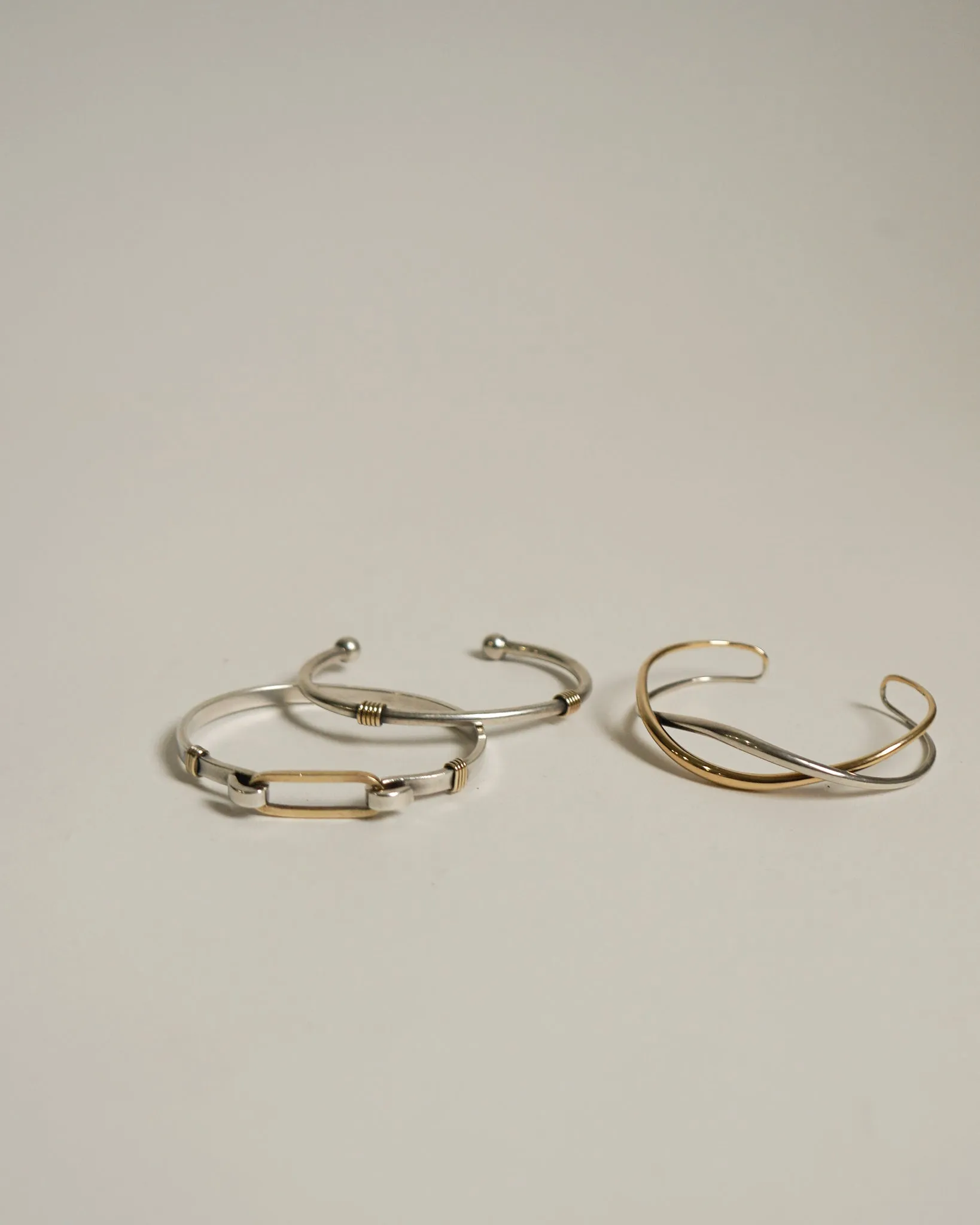 Silver x 14k Cuff Bracelet
