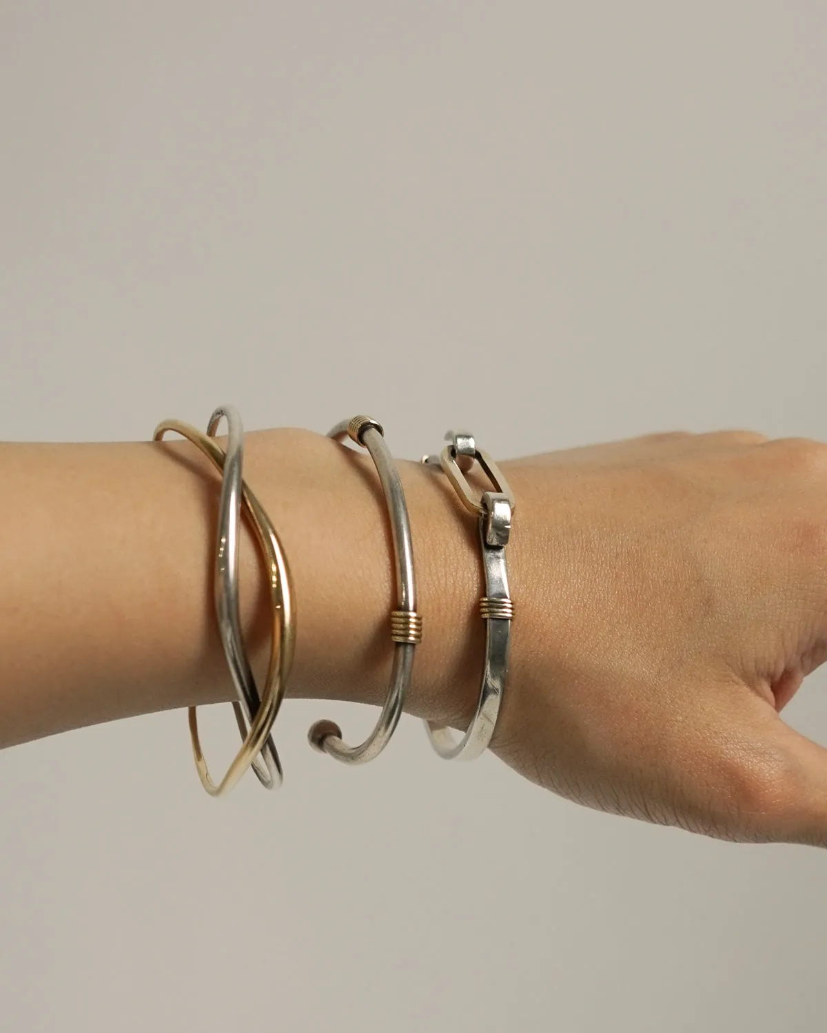 Silver x 14k Cuff Bracelet