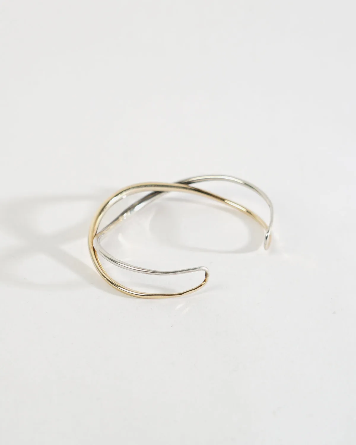 Silver x 14k Cuff Bracelet
