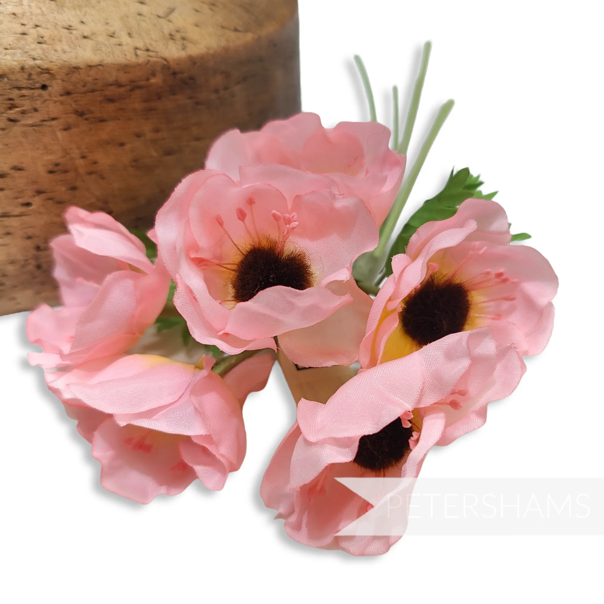 'Simone' Vintage 1960s Czech Silk Anemone Flower Wired Bunch