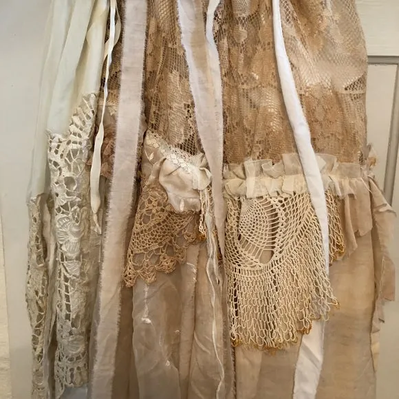 Skirt -Vintage Fabric, Lace, Trim and Doilies - One-of-a-kind