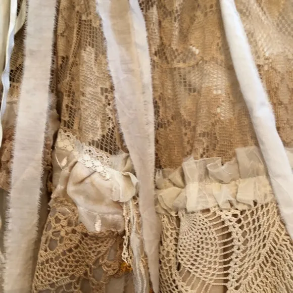 Skirt -Vintage Fabric, Lace, Trim and Doilies - One-of-a-kind