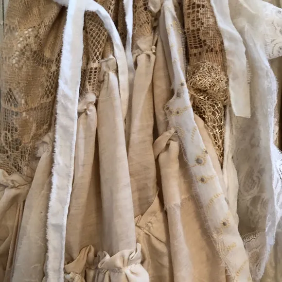 Skirt -Vintage Fabric, Lace, Trim and Doilies - One-of-a-kind