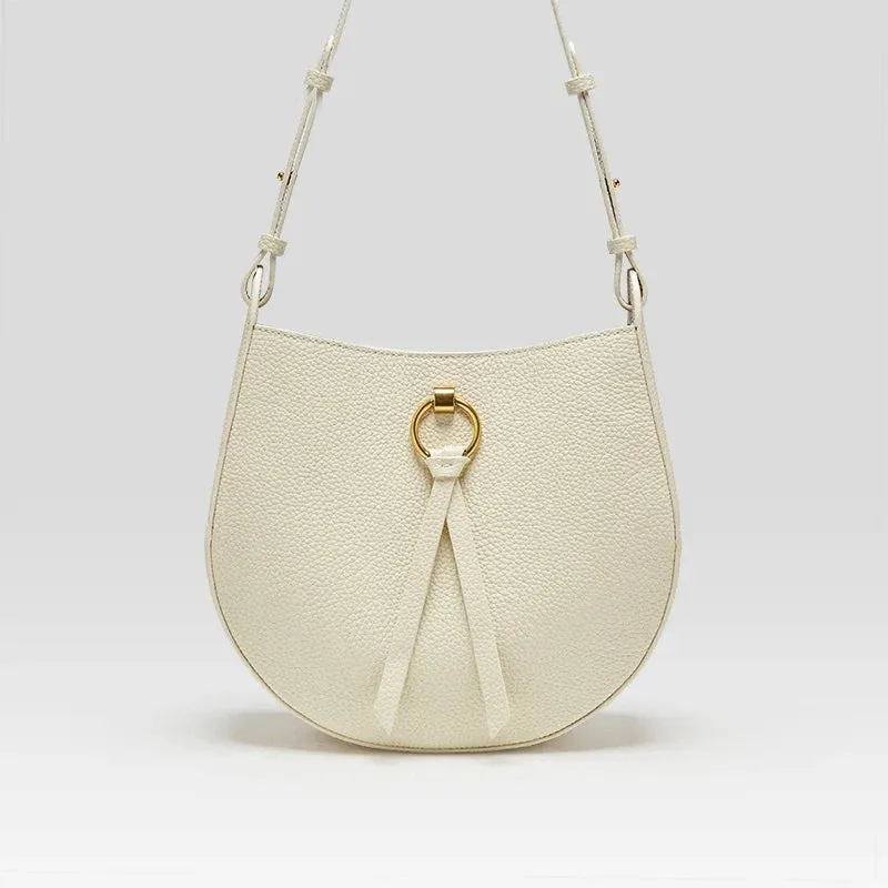 Split Leather Shoulder Open Pocket Retro Style Crossbody Bag