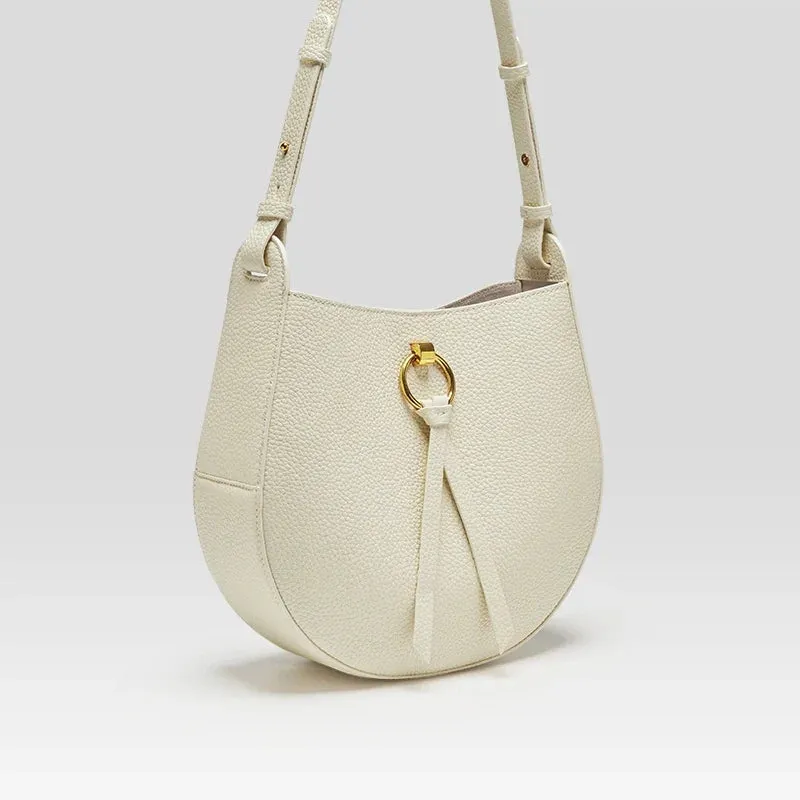 Split Leather Shoulder Open Pocket Retro Style Crossbody Bag