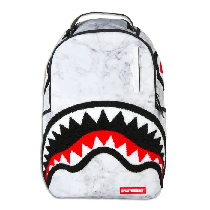 Sprayground Chenille White Marble Shark Backpack