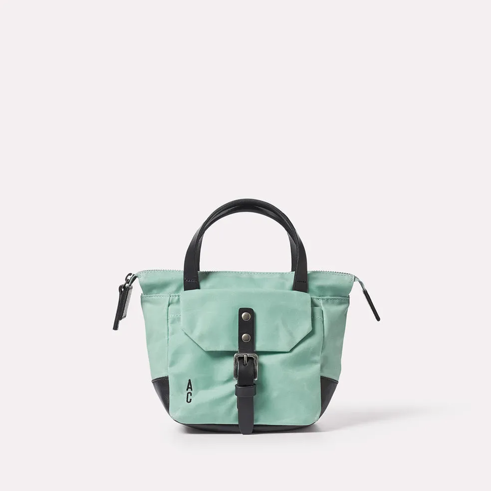 Squat Waxed Cotton Crossbody Mini Bag in Aqua