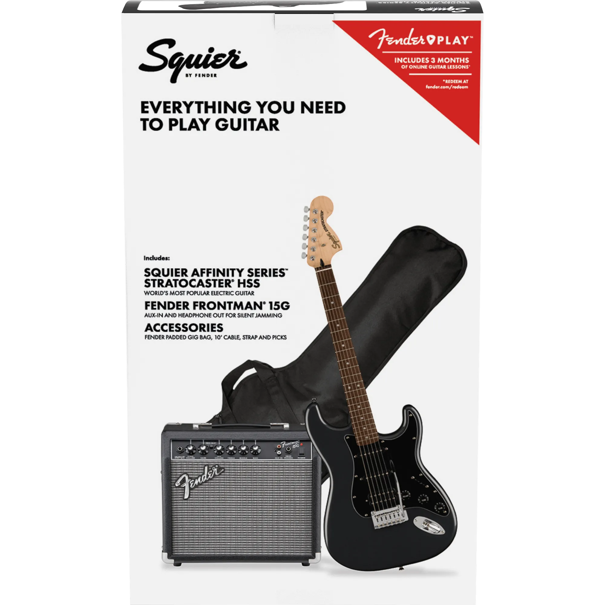 Squier Affinity Series Stratocaster HSS Pack Laurel, Charcoal Frost, Metallic 120V