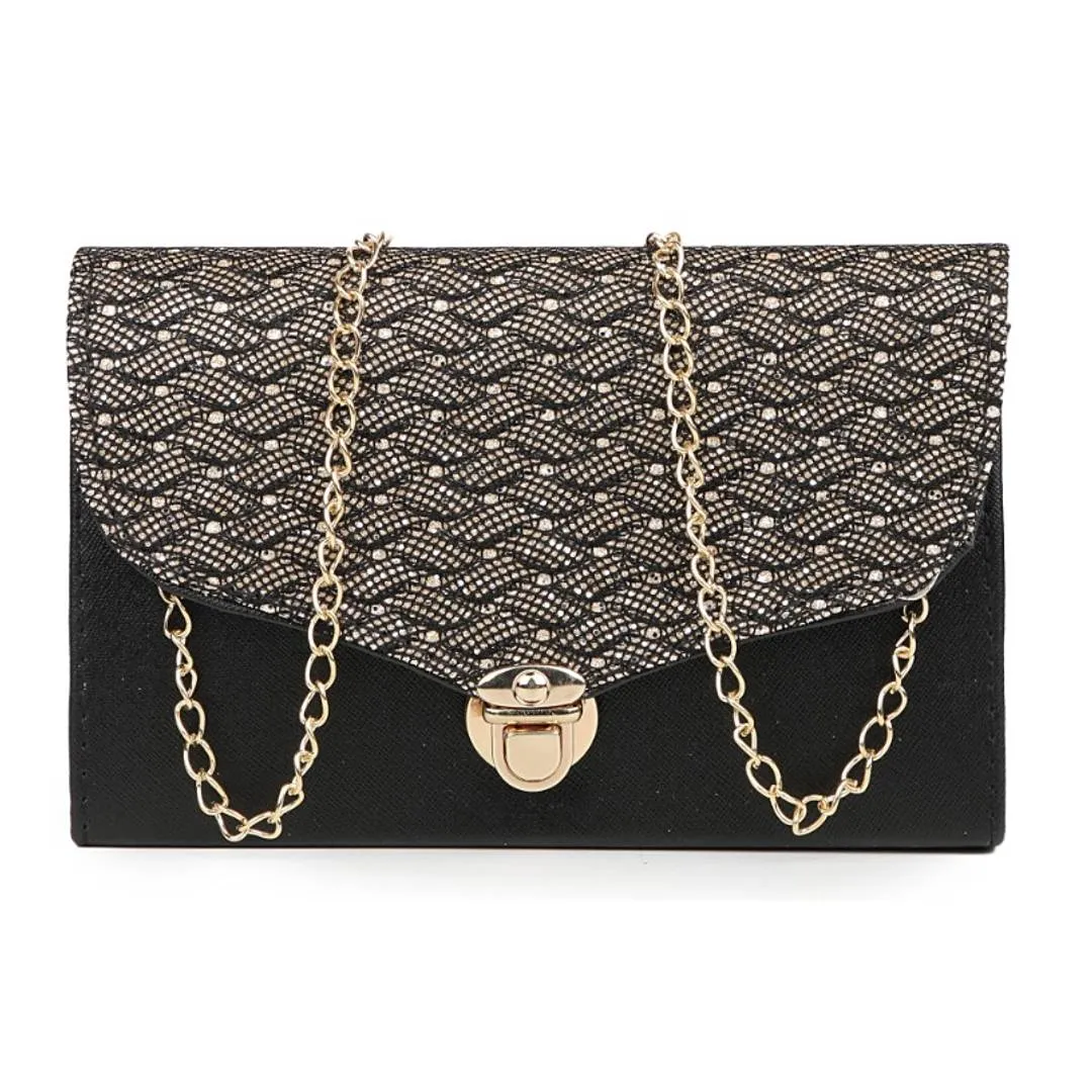 Stylish Black PU Solid Women Sling Bags