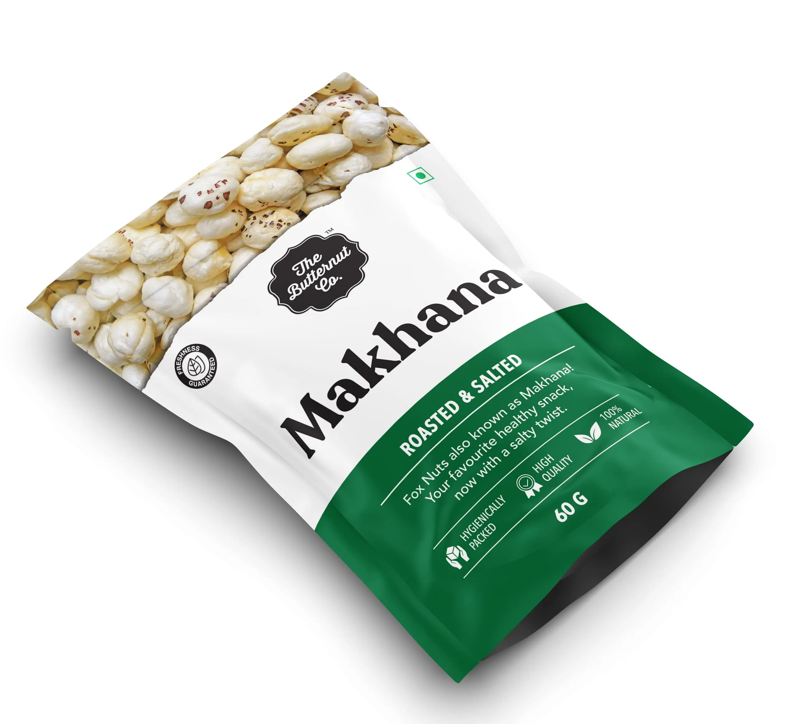 The Butternut Co. Makhana - Roasted & Salted - 60g | Natural | High Protein & Fibre | Gluten Free | Vegan (Pack of 6)