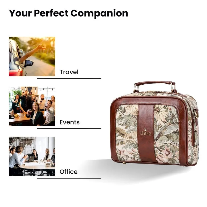 The Clownfish Elsie Series Tapestry Crossbody Sling Bag for Women Ladies Handbag Single Shoulder Bag with Shoulder Belt (Beige)