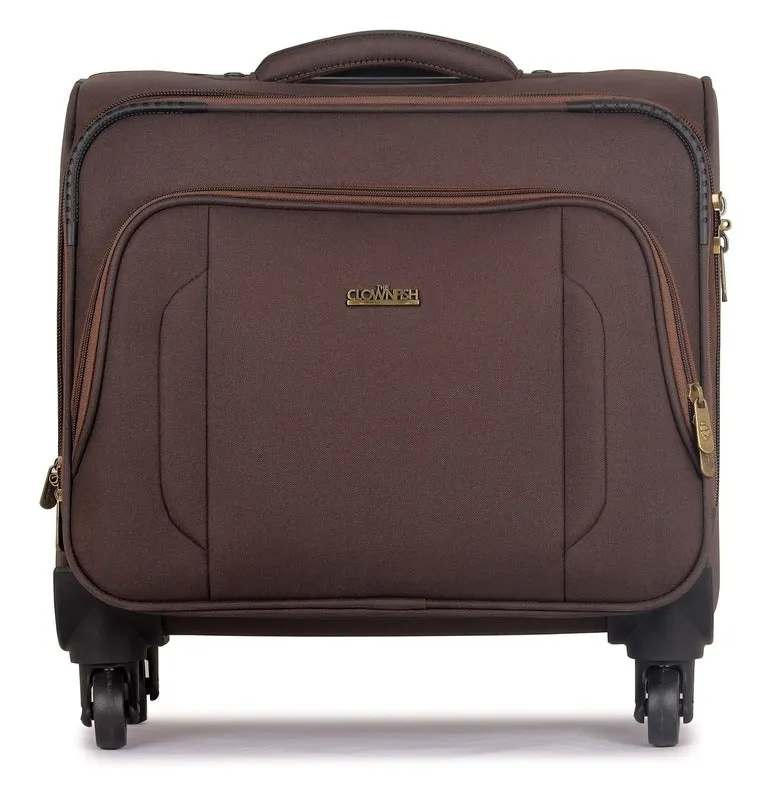 THE CLOWNFISH Explorer Luggage Polyester Softsided 4 Wheel Trolley Bag (39 cm, Pecan)