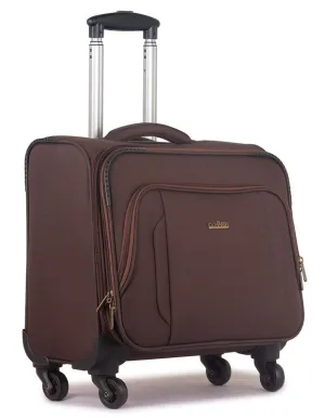 THE CLOWNFISH Explorer Luggage Polyester Softsided 4 Wheel Trolley Bag (39 cm, Pecan)