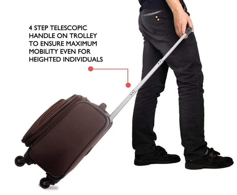 THE CLOWNFISH Explorer Luggage Polyester Softsided 4 Wheel Trolley Bag (39 cm, Pecan)