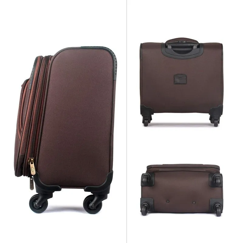 THE CLOWNFISH Explorer Luggage Polyester Softsided 4 Wheel Trolley Bag (39 cm, Pecan)
