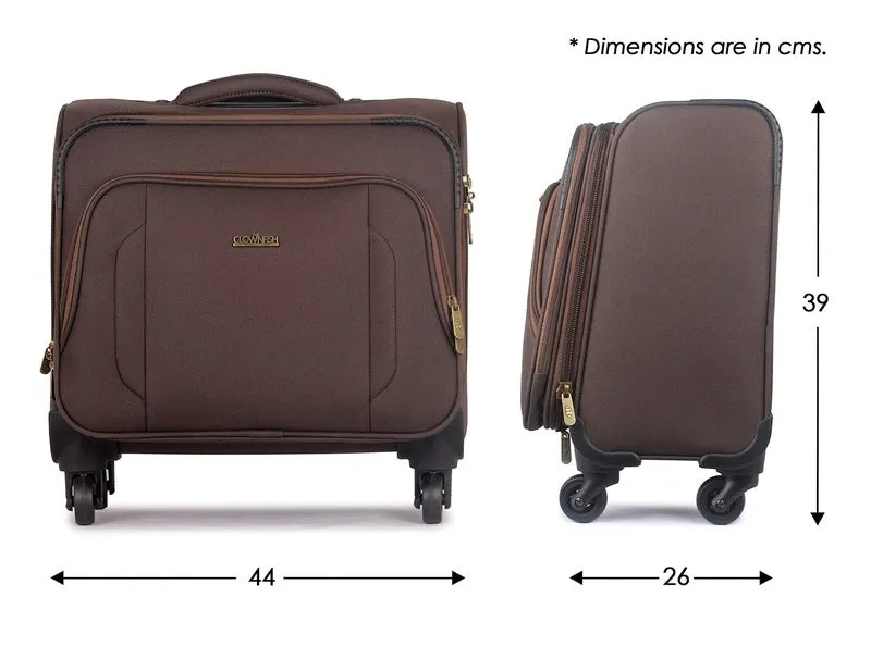 THE CLOWNFISH Explorer Luggage Polyester Softsided 4 Wheel Trolley Bag (39 cm, Pecan)