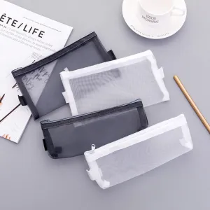 Transparent Mesh Zipper Pencil Case