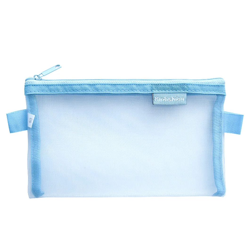 Transparent Mesh Zipper Pencil Case