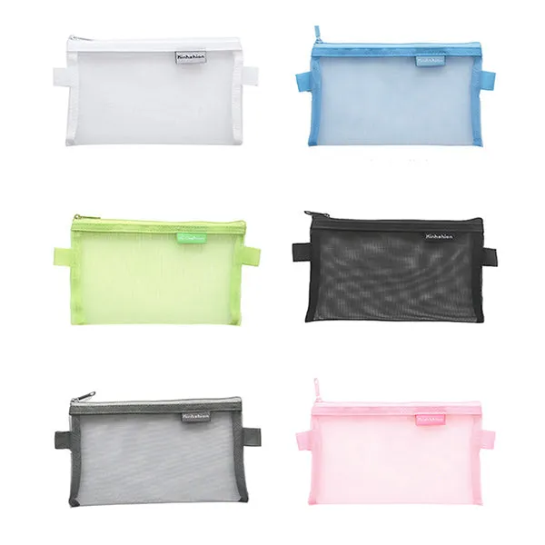 Transparent Mesh Zipper Pencil Case