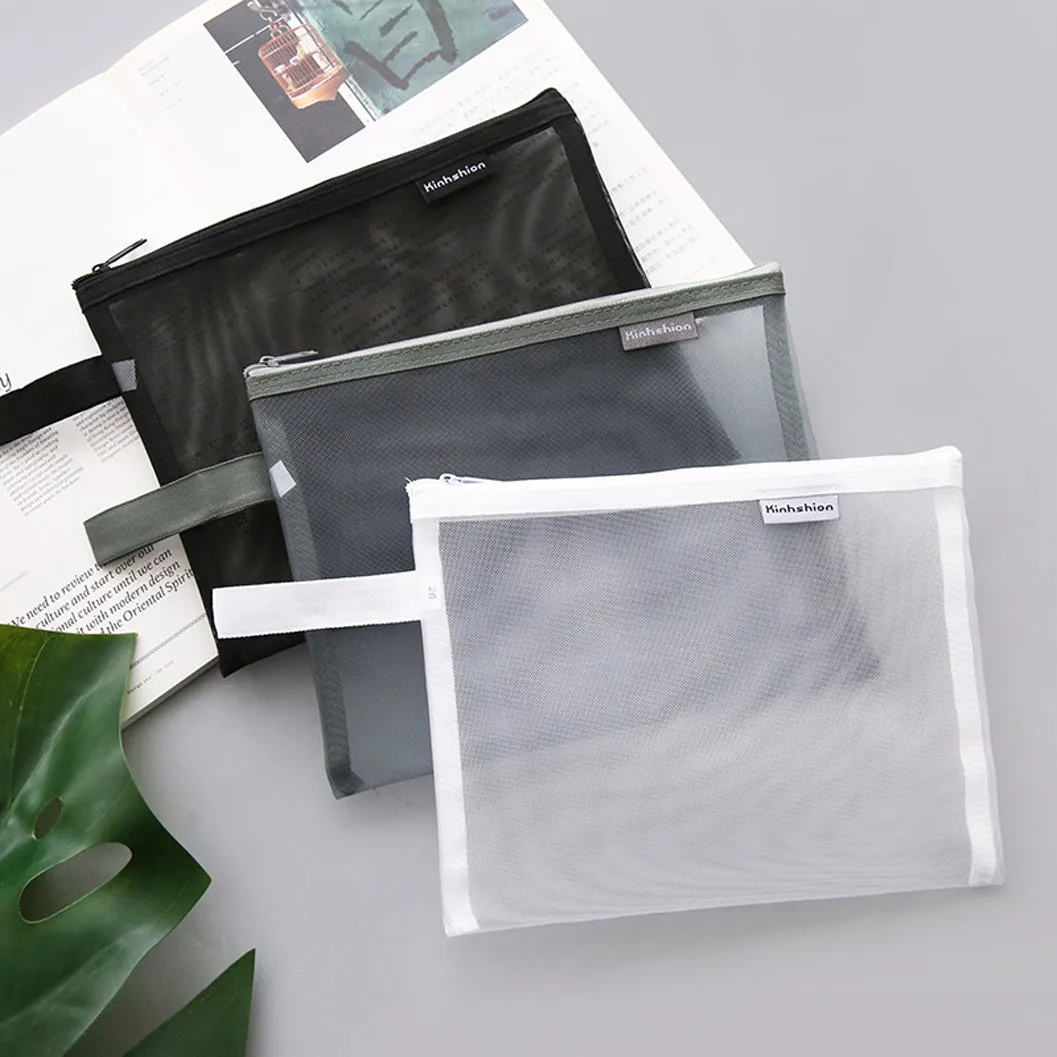 Transparent Mesh Zipper Pencil Case