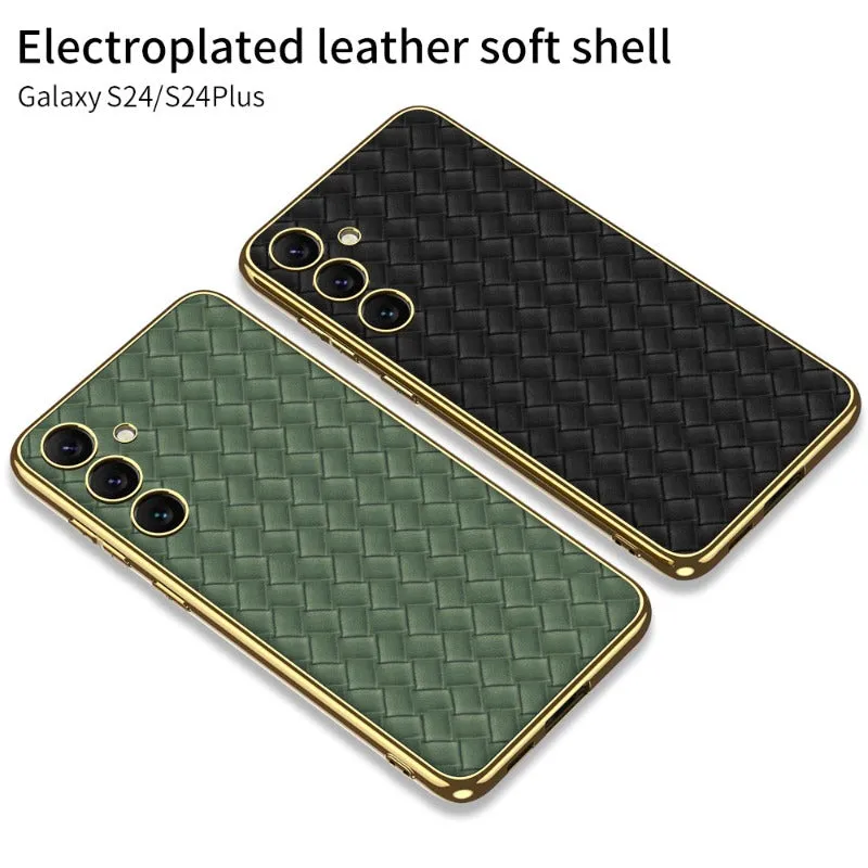 Ultra-Thin Heavy Duty Magnetic Electroplated Leather Phone Case For Samsung Galaxy S24 S23