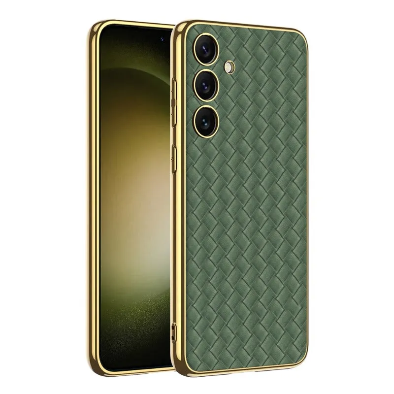 Ultra-Thin Heavy Duty Magnetic Electroplated Leather Phone Case For Samsung Galaxy S24 S23