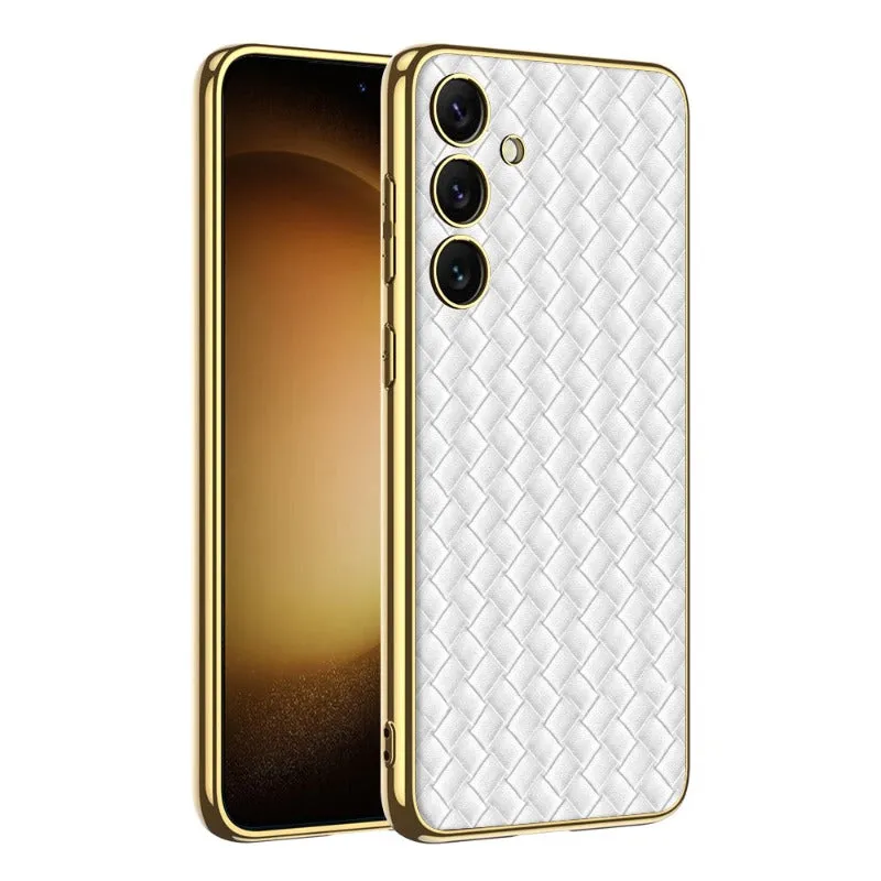 Ultra-Thin Heavy Duty Magnetic Electroplated Leather Phone Case For Samsung Galaxy S24 S23