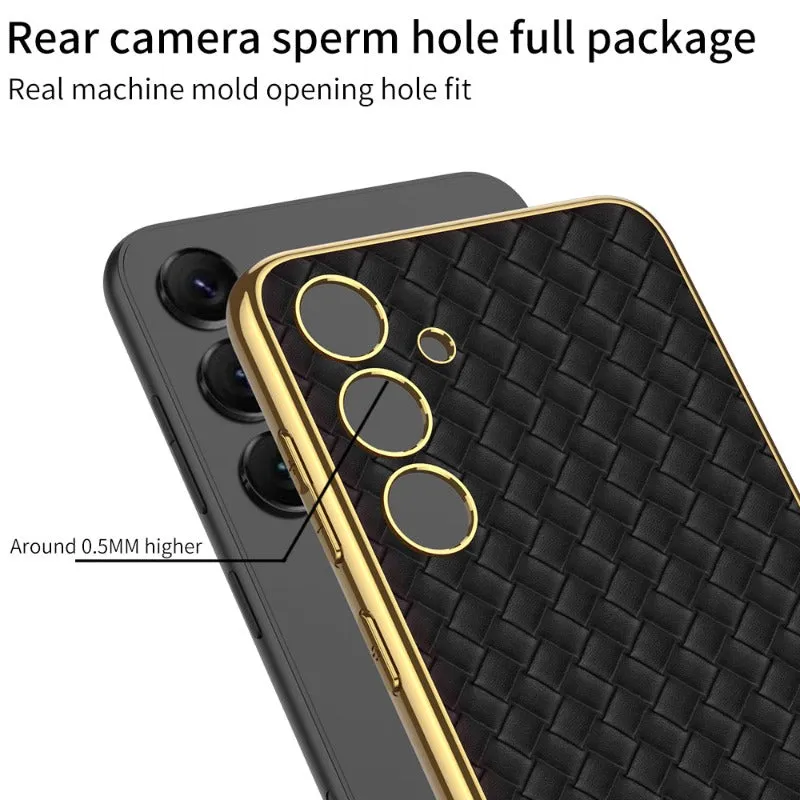 Ultra-Thin Heavy Duty Magnetic Electroplated Leather Phone Case For Samsung Galaxy S24 S23