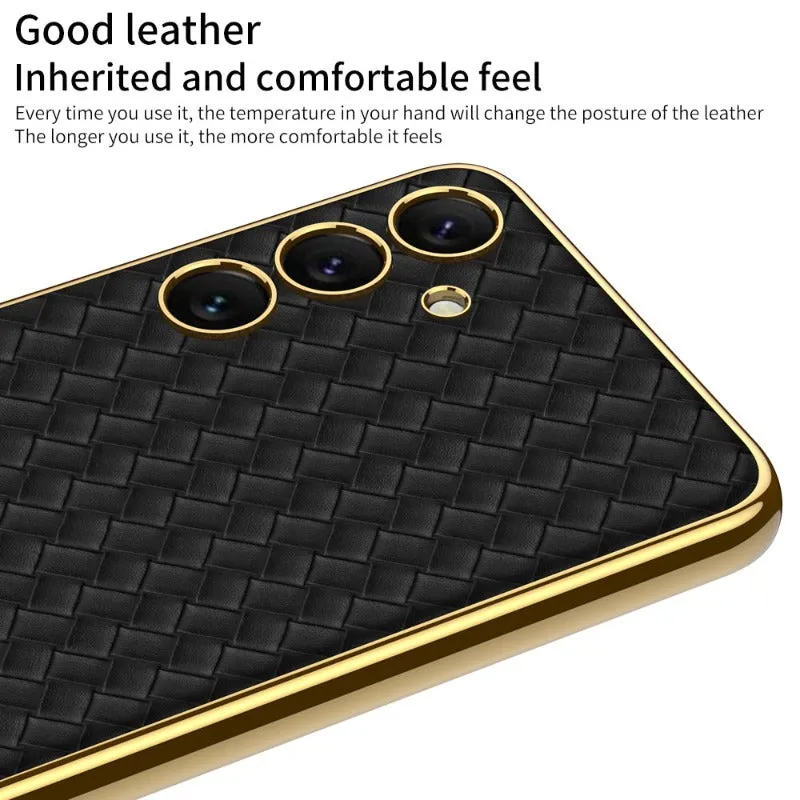 Ultra-Thin Heavy Duty Magnetic Electroplated Leather Phone Case For Samsung Galaxy S24 S23