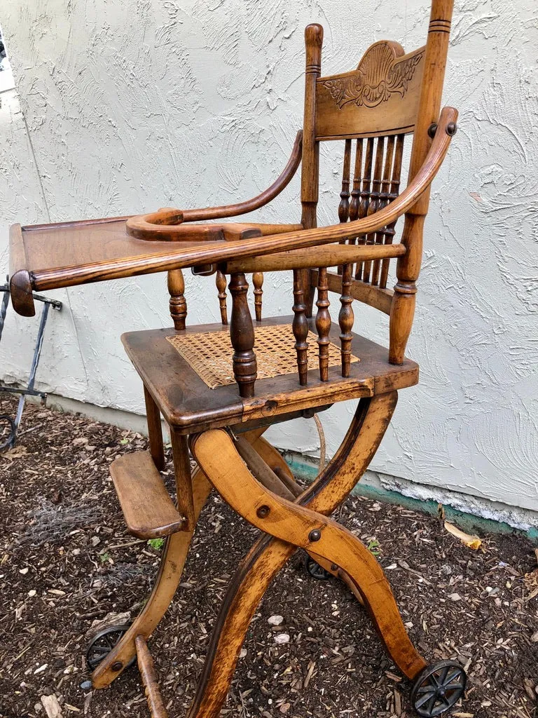 Victorian High-Low Wood High Chair
