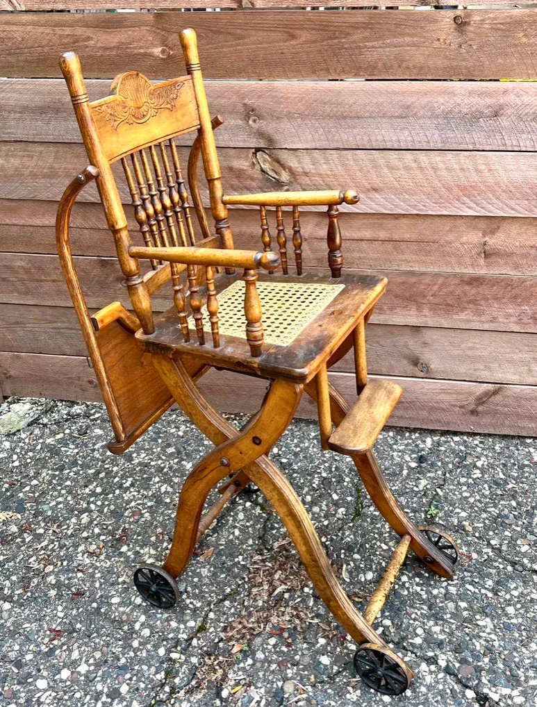 Victorian High-Low Wood High Chair