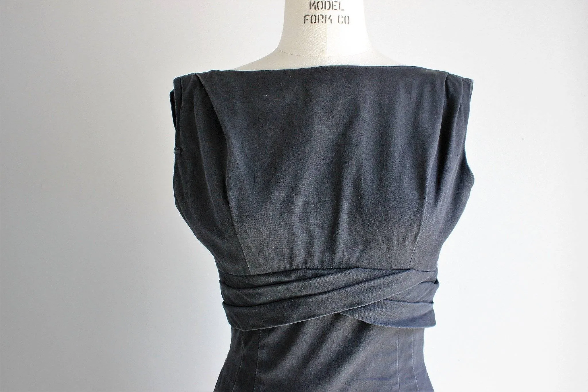 Vintage 1950s or 1960s Black Cotton Faille Dress